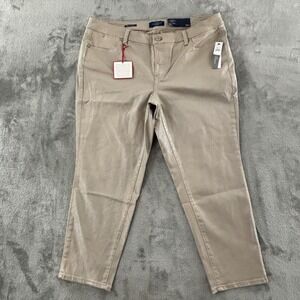 Talbots Shimmer Denim Ankle Jeans Womens 18WP Gold Stretch Slim Leg Slimming